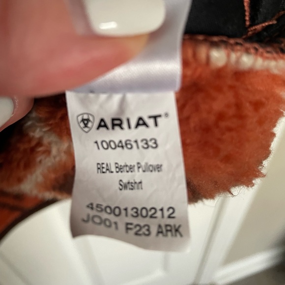 Ariat REAL Berber Women’s Sz L Orange Aztec Geometric Sherpa Southwestern - Picture 5 of 7